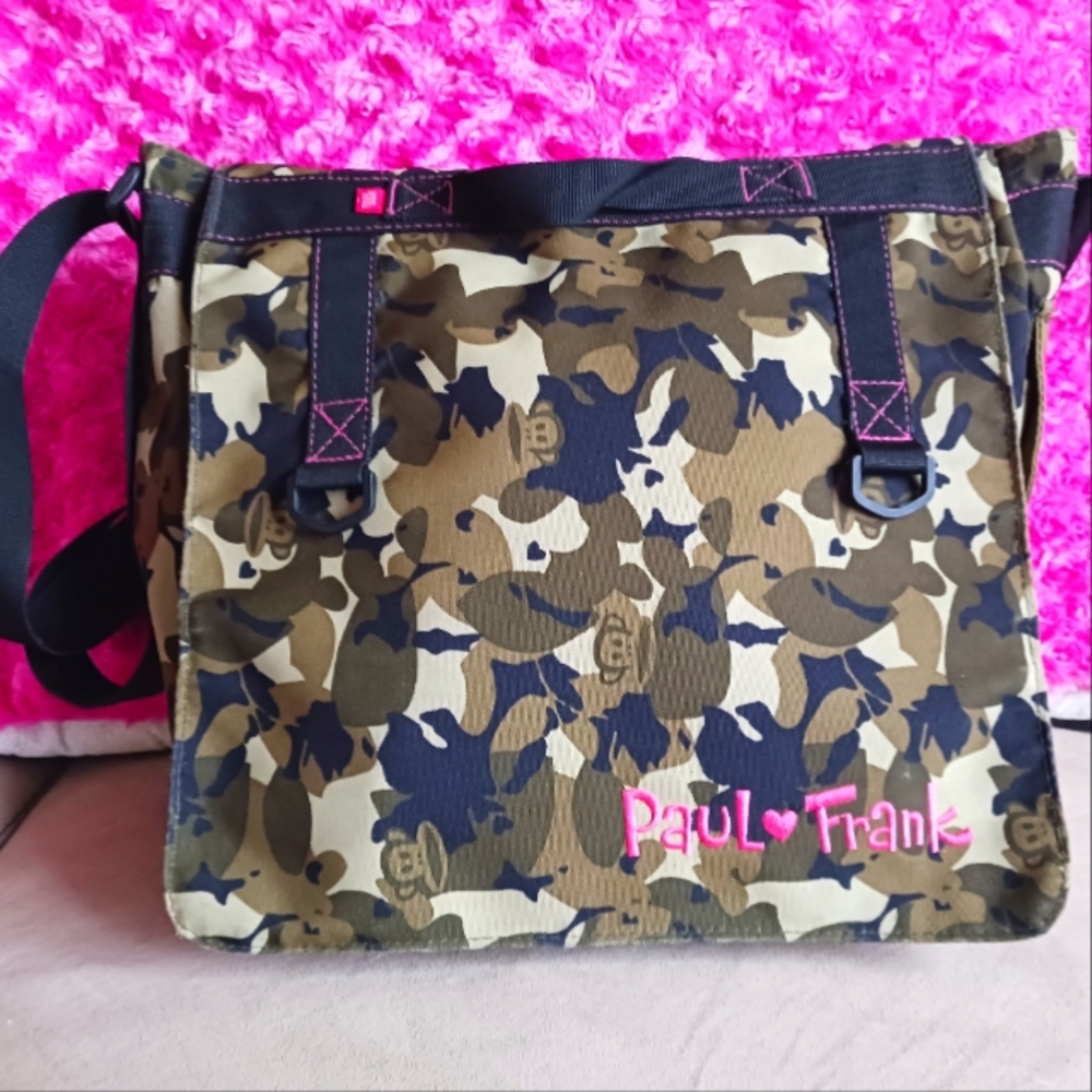 Green camouflage Paul Frank messenger style (cross-body/laptop) bag